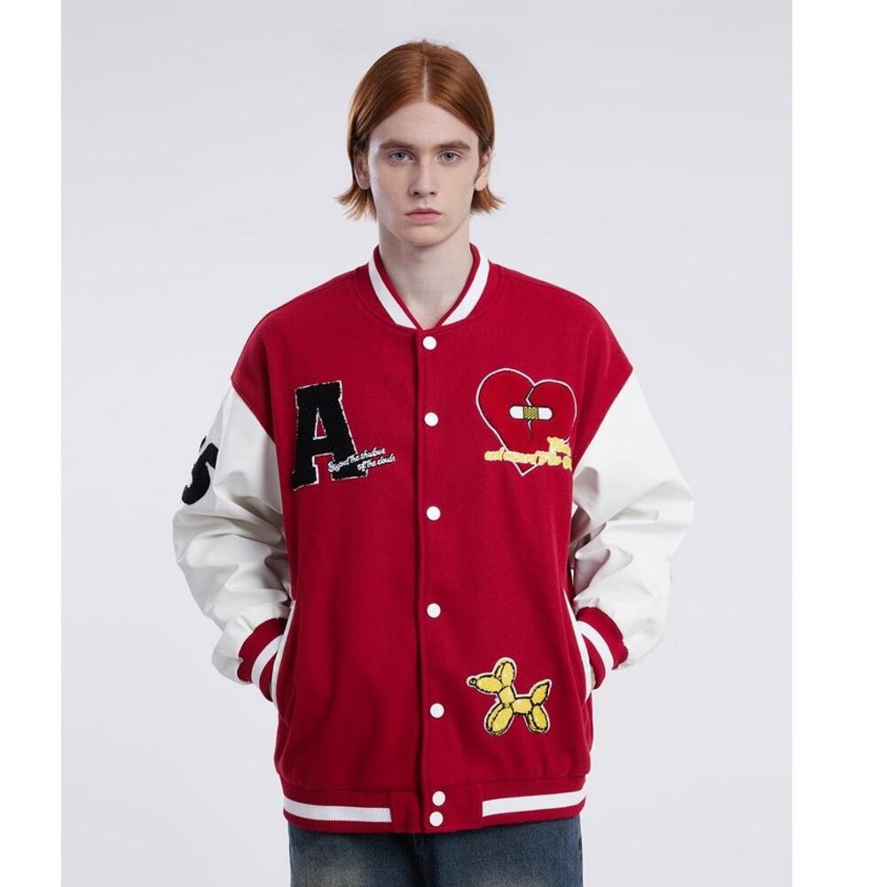 Aelfric‎ Eden NEW Letter Love Flocking Varsity Jacket Bomber Fall Winter
